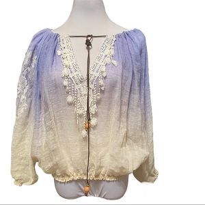 Vanita Rosa Ombré Lightweight Linen Boho Top